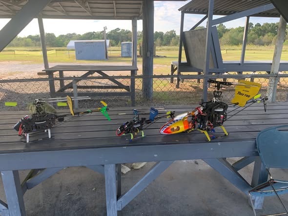 Three helis lined up and ready to fly